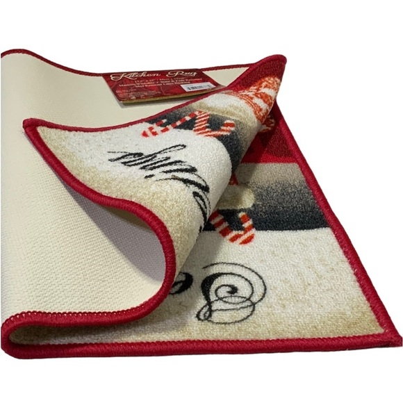 Simply Holiday Rug Christmas Greetings Accent Scatter Mat Red White 17.5 X 28 - Picture 4 of 16